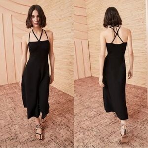 ULLA JOHNSON Black Evie Bustier Corset Ribbed Knit Halter Strappy Dress​​​​